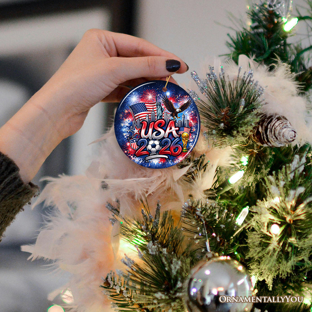 USA 2026 Soccer Cup Global Championship Ornament, Fans Football Gift and Tree Decor