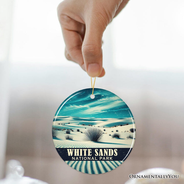 White Sands National Park Ornament, New Mexico Gypsum Dunes Desert Scene Christmas Keepsake and Travel Souvenir Ceramic Ornament OrnamentallyYou 