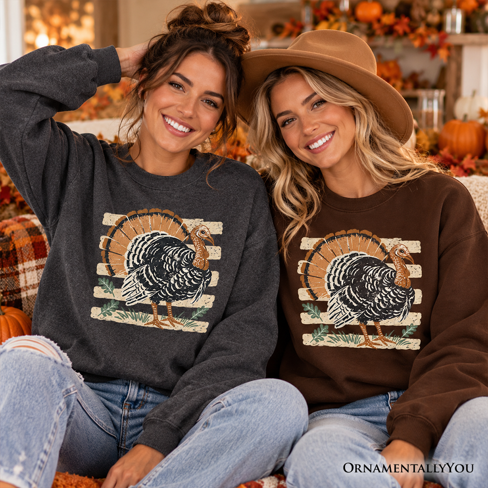 Vintage Turkey Sweatshirt, Retro Thanksgiving Fall Holiday Sweater