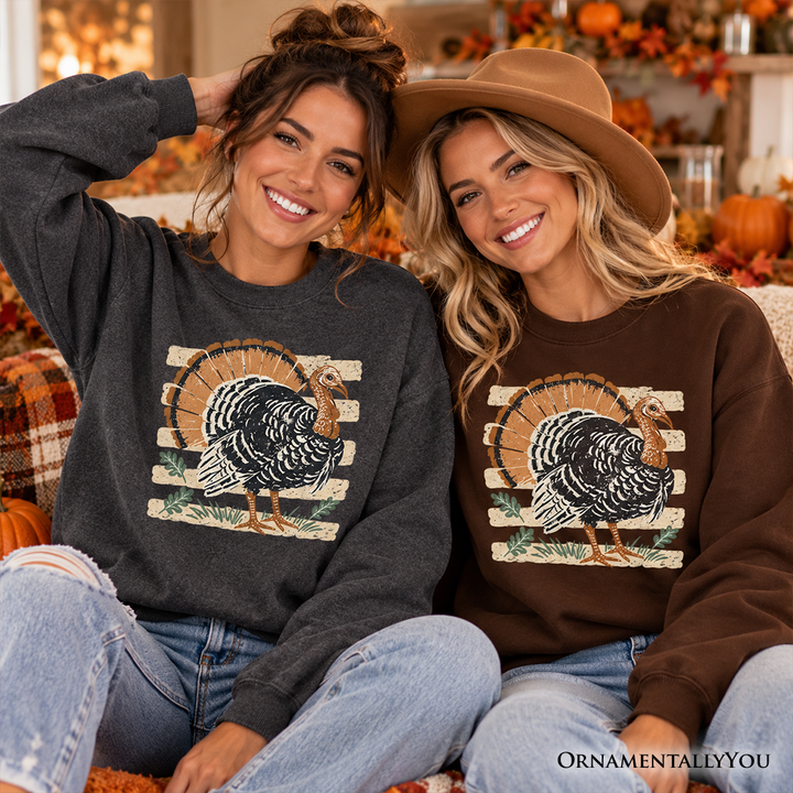 Vintage Turkey Sweatshirt, Retro Thanksgiving Fall Holiday Sweater
