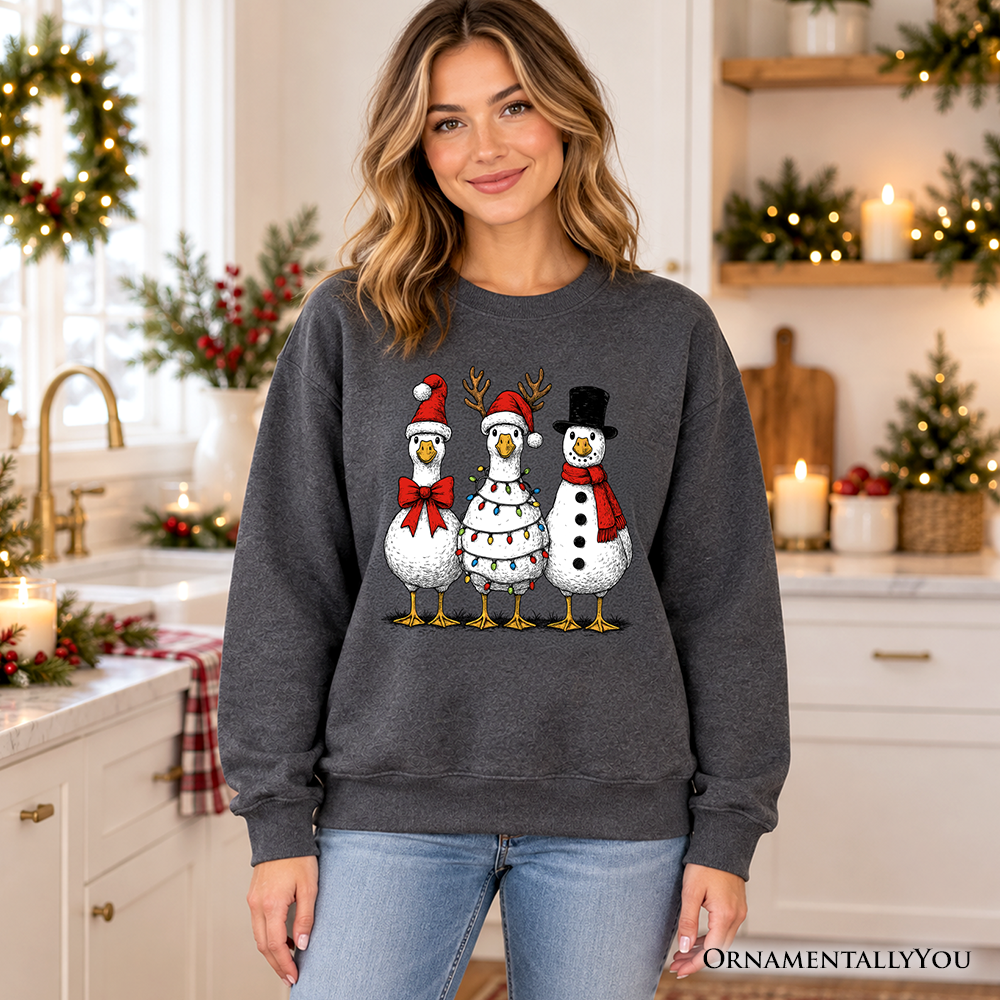 Vintage Christmas Silly Goose Sweatshirt, Snowman Spoof Winter Sweater