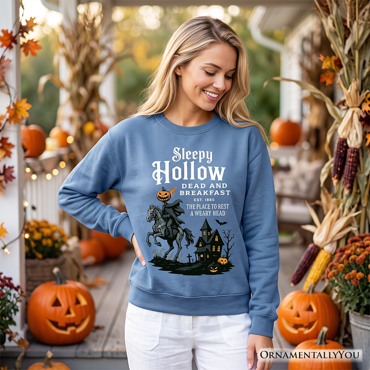 Headless Horseman Sleepy Hollow Halloween Dark Sweatshirt, Dead and Breakfast Retro Sweater