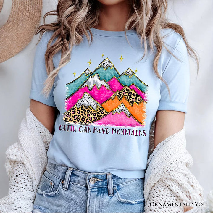 Faith Can Move Mountains Christian T-Shirt, Leopard Inspirational Tee T-Shirts OrnamentallyYou 