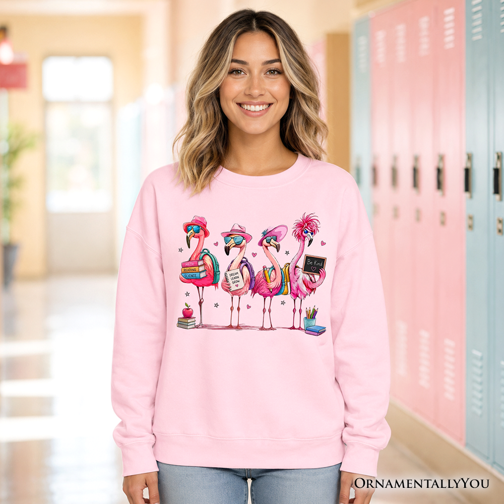 Flamingo Back to School Sweatshirt, Cute Sweater With Tropical Birds