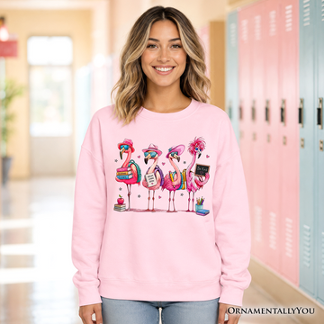 Flamingo Back to School Sweatshirt, Cute Sweater With Tropical Birds