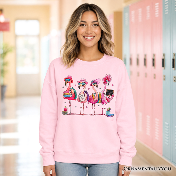 Flamingo Back to School Sweatshirt, Cute Sweater With Tropical Birds