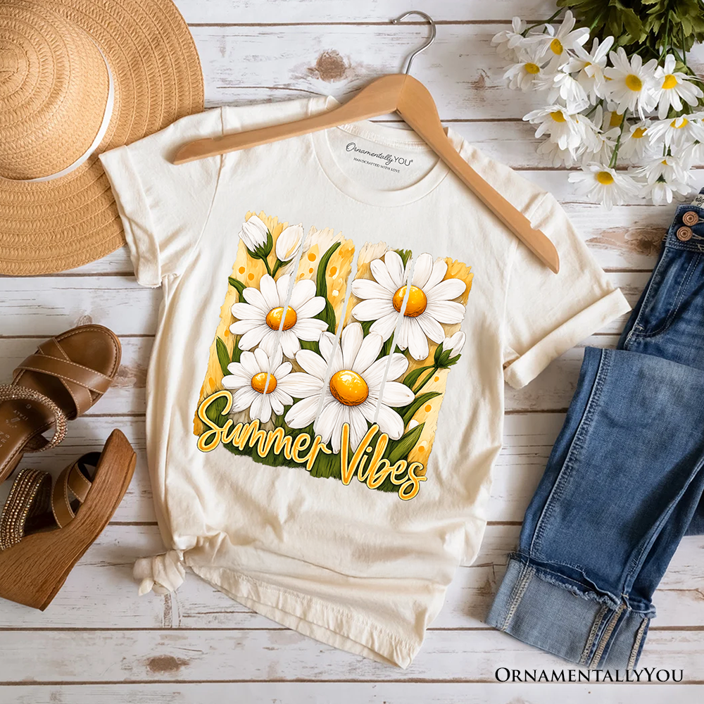 Summer Vibes Daisy Brushstroke Flowers T-Shirt, Aesthetic Tee