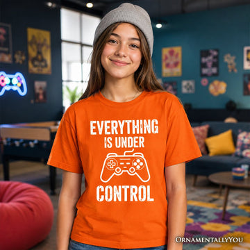 Kids Everything Is Under Control Gamer T-Shirt, Funny Youth Video Game Controller Tee Kid's T-Shirts OrnamentallyYou 