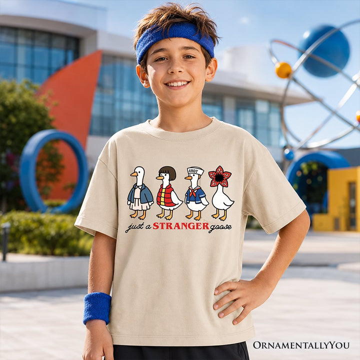 Kids Just a Stranger Goose T-Shirt, Funny Retro Youth Tee Kid's T-Shirts OrnamentallyYou 