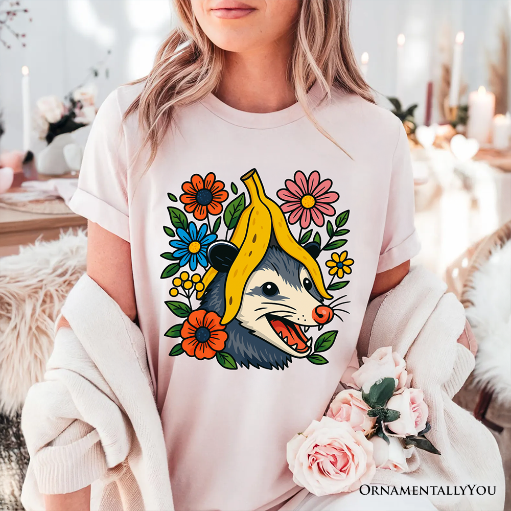 Banana Possum Floral T-Shirt, Funny Animal Tee