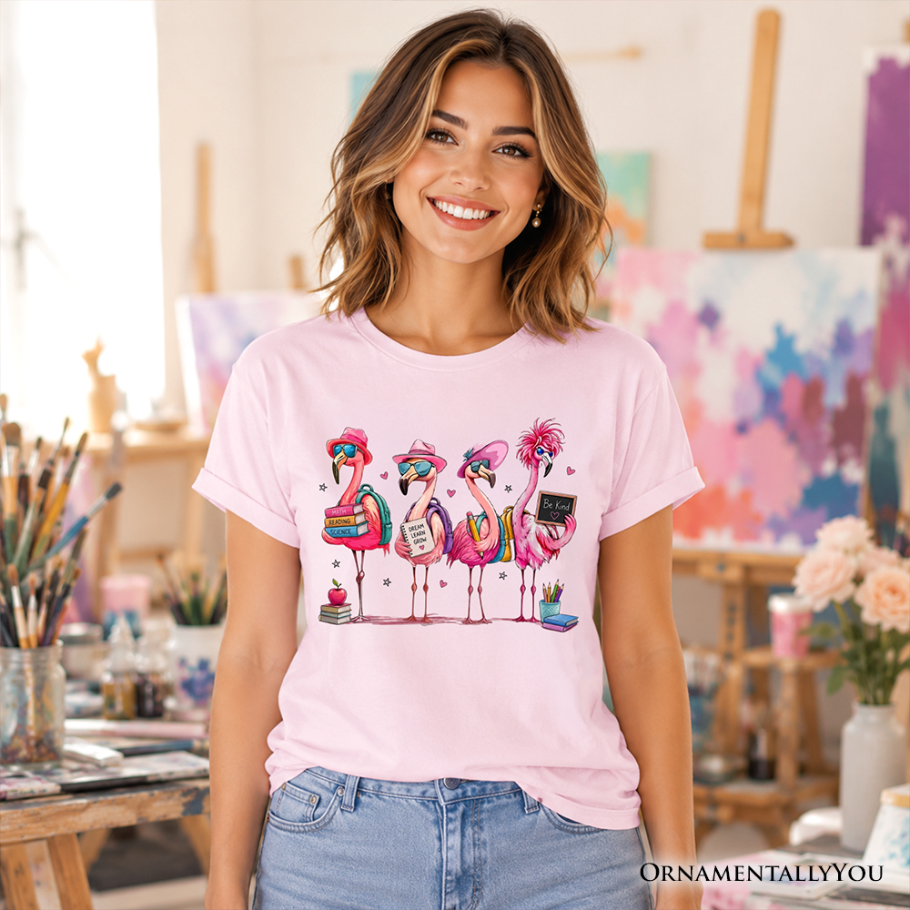 Flamingo Back to School T-Shirt, Cute Tee With Tropical Birds