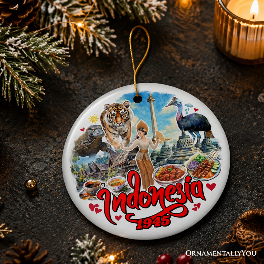 Picturesque Indonesia Landmarks Christmas Ornament, Indonesian Travel Souvenir and Tree Decor