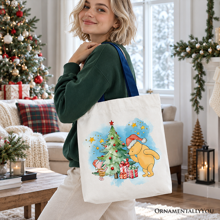 Christmas With Winnie-the-Pooh and Friends Tote Bag, 1926 A.A. Milne Heartwarming Holiday Gift Shopper