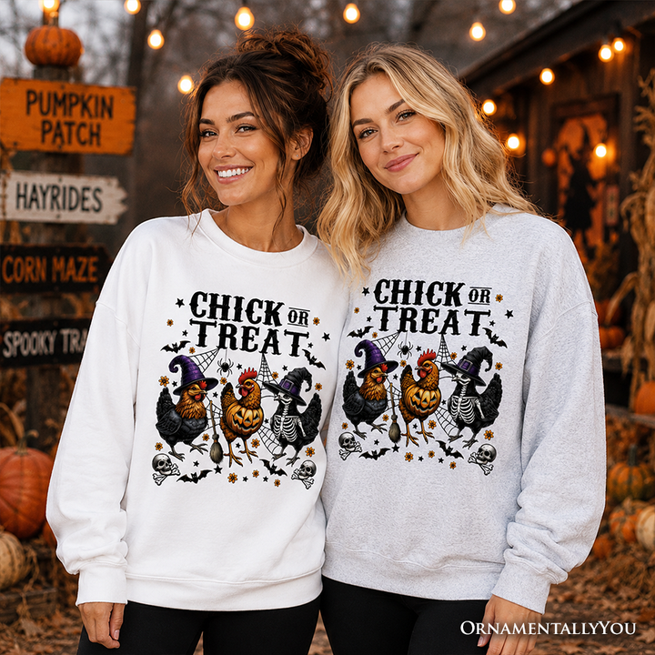Chick or Treat Chicken Sweatshirt, Funny Farmhouse Halloween Sweate