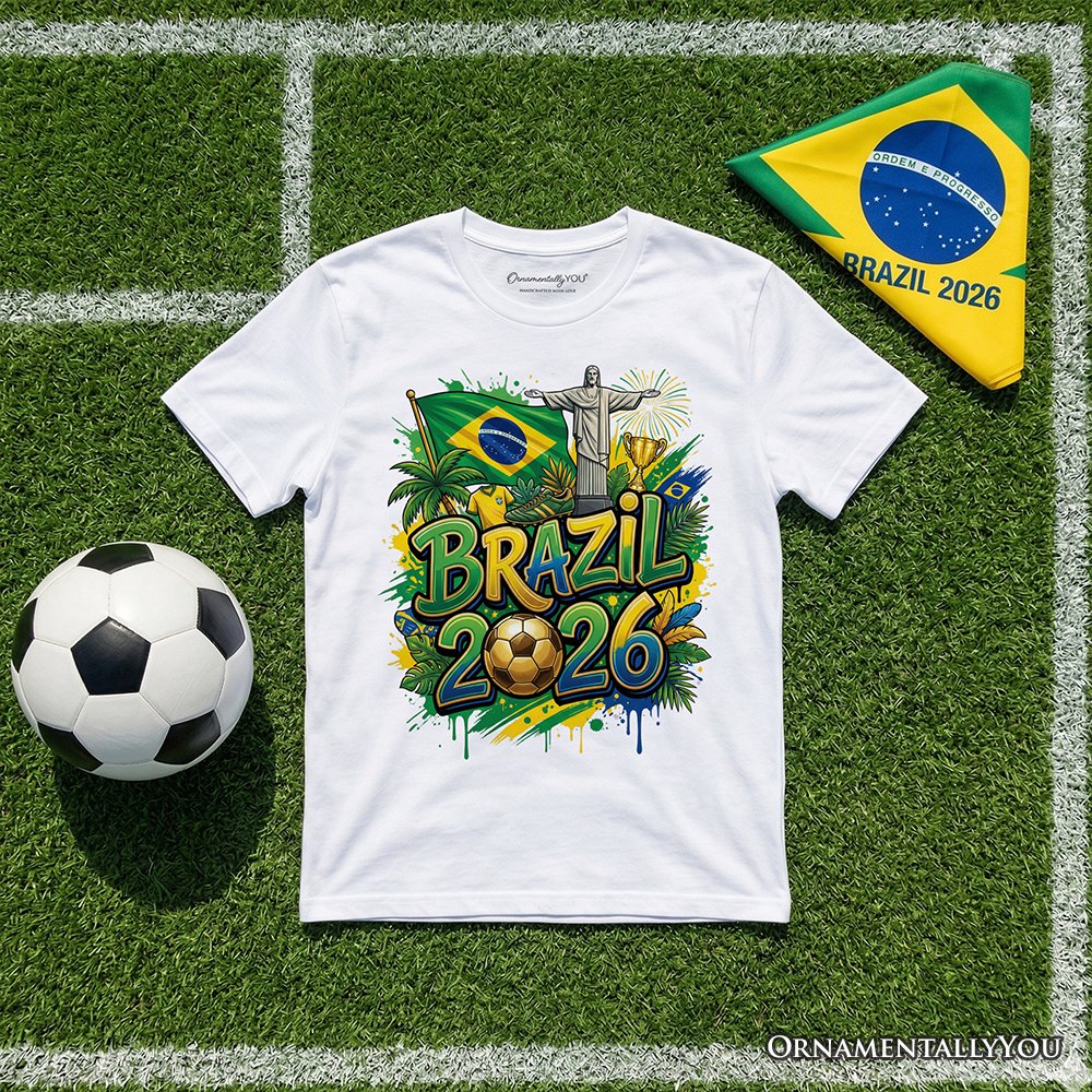 Brazil 2026 Soccer Cup Global Championship T-Shirt, Fans Football Tee T-Shirts OrnamentallyYou White XS 