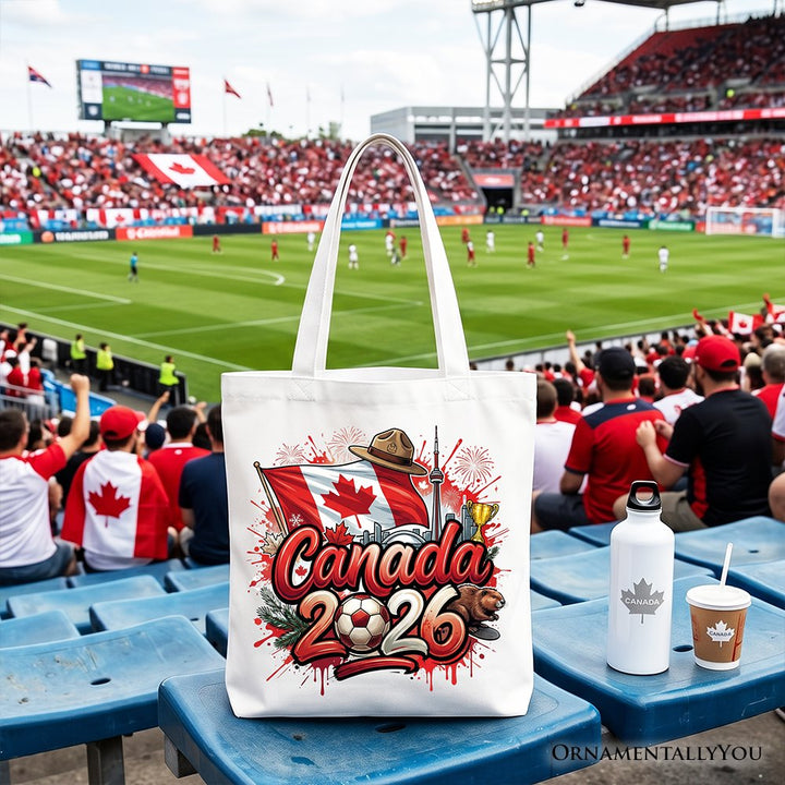 Canada 2026 Soccer Cup Global Championship Tote Bag, Fans Football Gift Shopper Tote Bag OrnamentallyYou White 