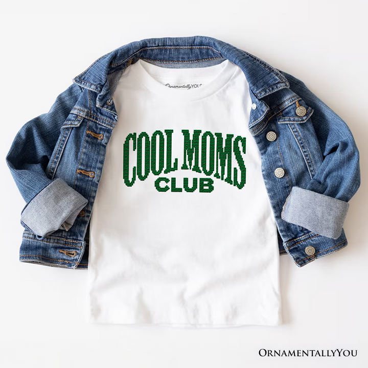 Cool Moms Club Faux Cross Stitch Christmas T-Shirt, Funny Holiday Mom Tee