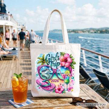 Cruise Girls Trip 2026 Tote Bag, Vacation Tropical Gift Shopper Tote Bag OrnamentallyYou White 