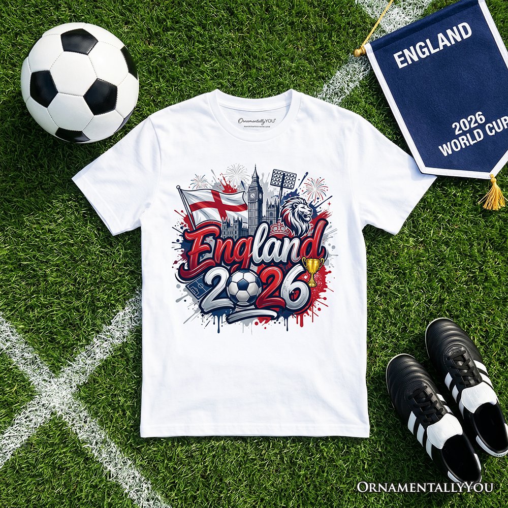 England 2026 Soccer Cup Global Championship T-Shirt, Fans Football Tee T-Shirts OrnamentallyYou White XS 