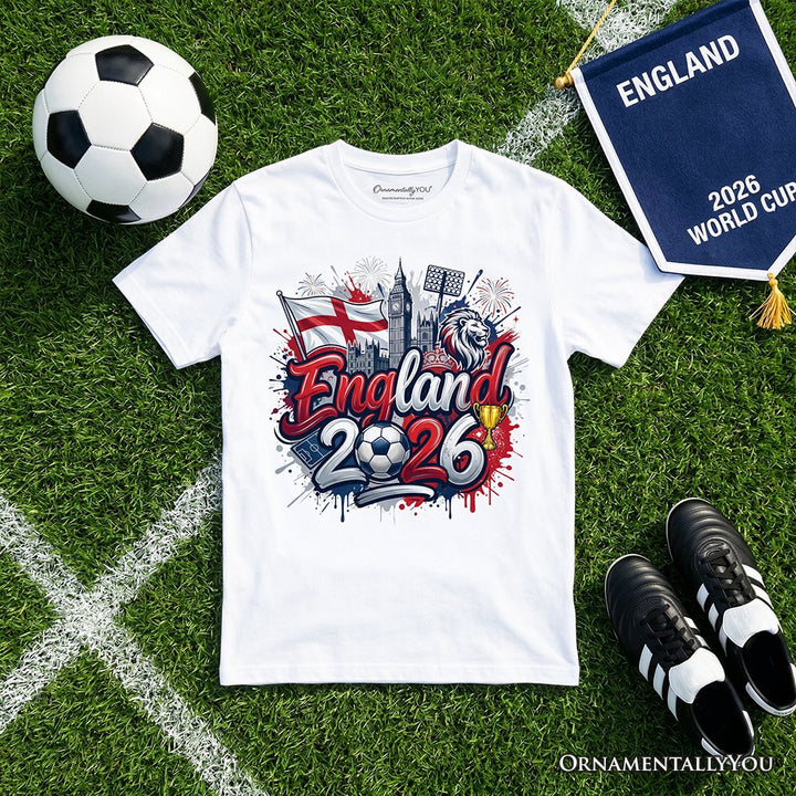 England 2026 Soccer Cup Global Championship T-Shirt, Fans Football Tee T-Shirts OrnamentallyYou White XS 