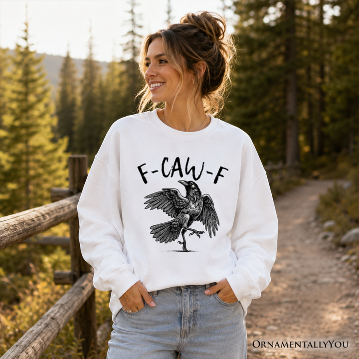 F-CAW-F Gothic Raven Sweatshirt, Snarky Halloween Sweater for Sassy Goths and Crow Lovers