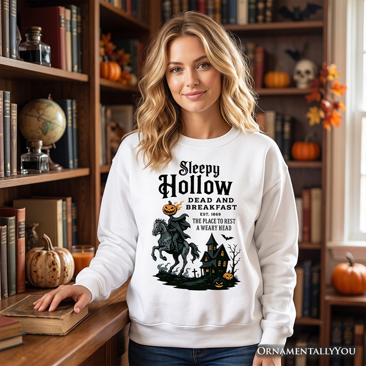 Headless Horseman Sleepy Hollow Halloween Light Sweatshirt, Dead and Breakfast Retro Sweater