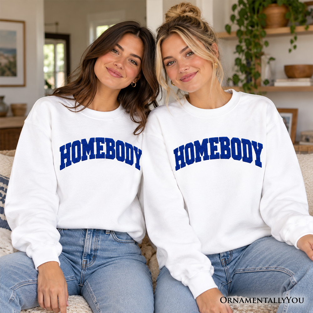 Homebody Faux Cross Stitch Sweatshirt, Cozy Introvert Sweater