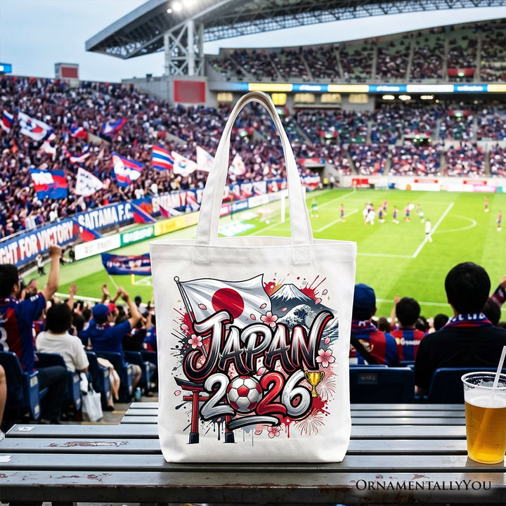 Japan 2026 Soccer Cup Global Championship Tote Bag, Fans Football Gift Shopper Tote Bag OrnamentallyYou White 