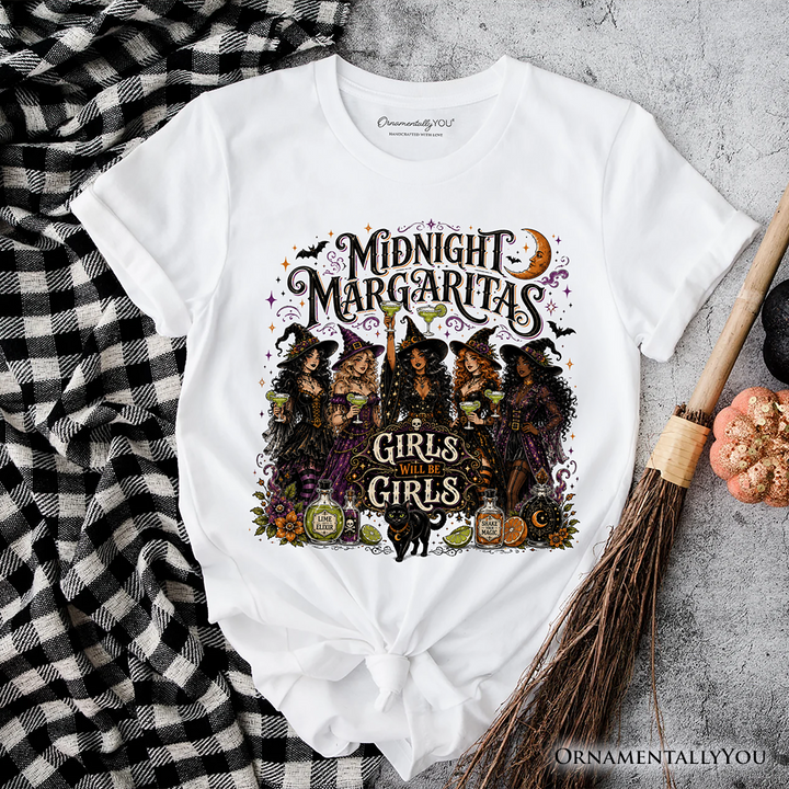 Midnight Margaritas Girls Will Be Girls T-Shirt, Witch Coven Halloween Party Tee