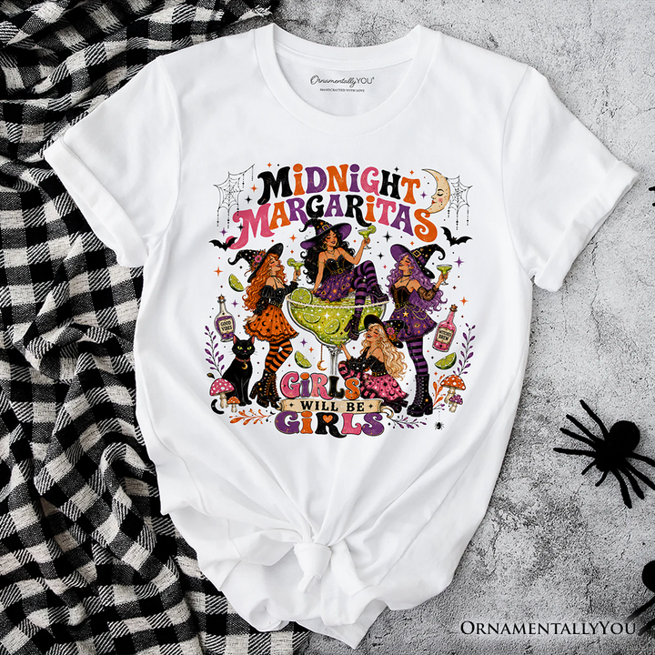 Midnight Margaritas Retro Halloween Shirt, Colorful Girls Night Witch Cocktail Tee