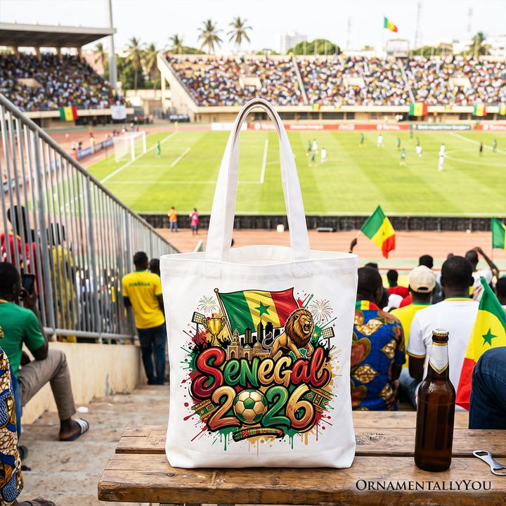 Senegal 2026 Soccer Cup Global Championship Tote Bag, Fans Football Gift Shopper Tote Bag OrnamentallyYou White 