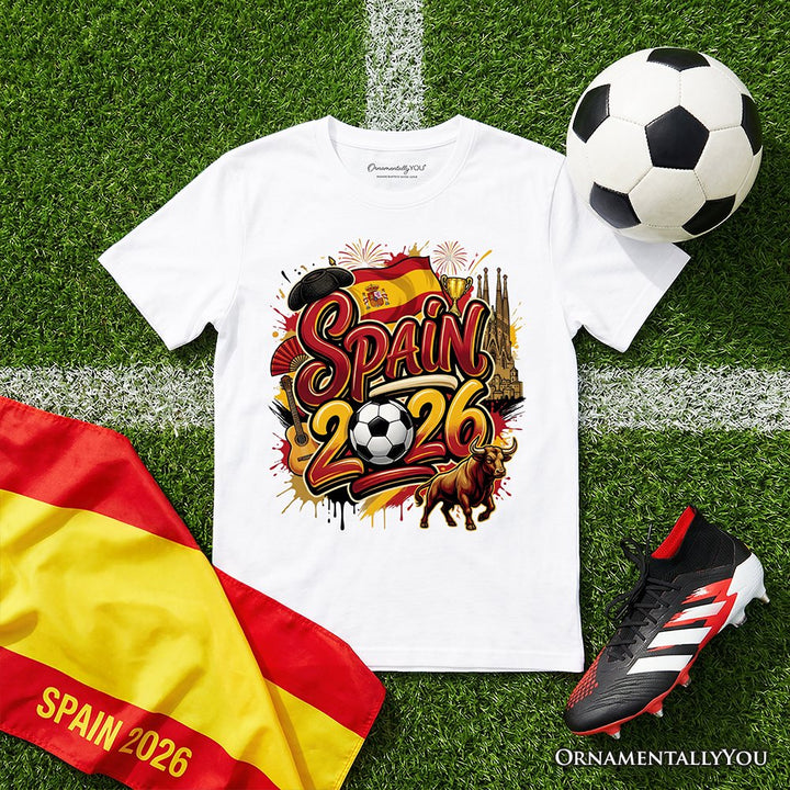 Spain 2026 Soccer Cup Global Championship T-Shirt, Fans Football Tee T-Shirts OrnamentallyYou White XS 