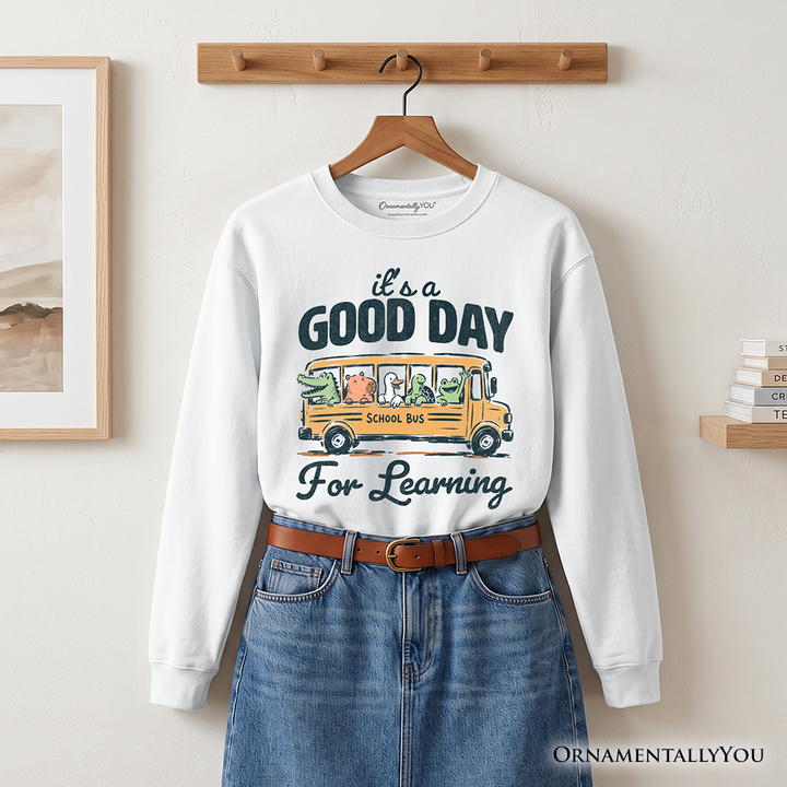 Vintage Good Day for Learning School Bus Sweatshirt, Back to School Sweater
