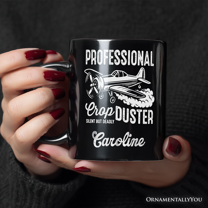 Professional Crop Duster Funny Personalized Mug, Silent But Deadly Sarcastic Men Gift with Custom Name