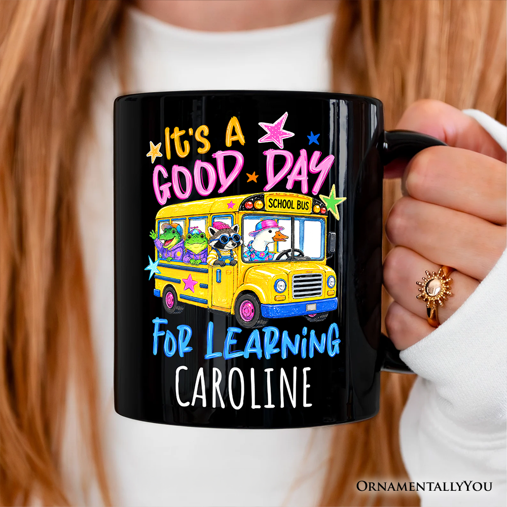 School Bus Good Day for Learning Personalized Mug, Funny Back to School Gift with Custom Name