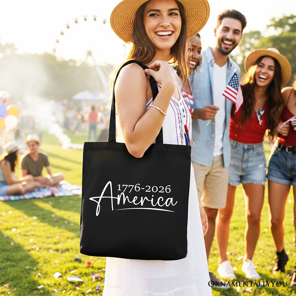 250 Years American Anniversary Tote Bag, 4th of July Minimalistic Patriotic 1776–2026 Gift Shopper Tote Bag OrnamentallyYou 