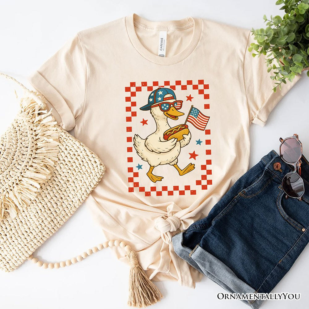 4th of July Patriotic Duck T-Shirt, Funny Independence Day Tee T-Shirts OrnamentallyYou Natural XS 