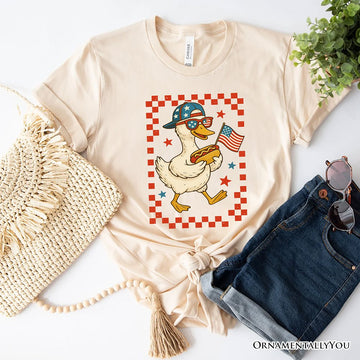 4th of July Patriotic Duck T-Shirt, Funny Independence Day Tee T-Shirts OrnamentallyYou Natural XS 