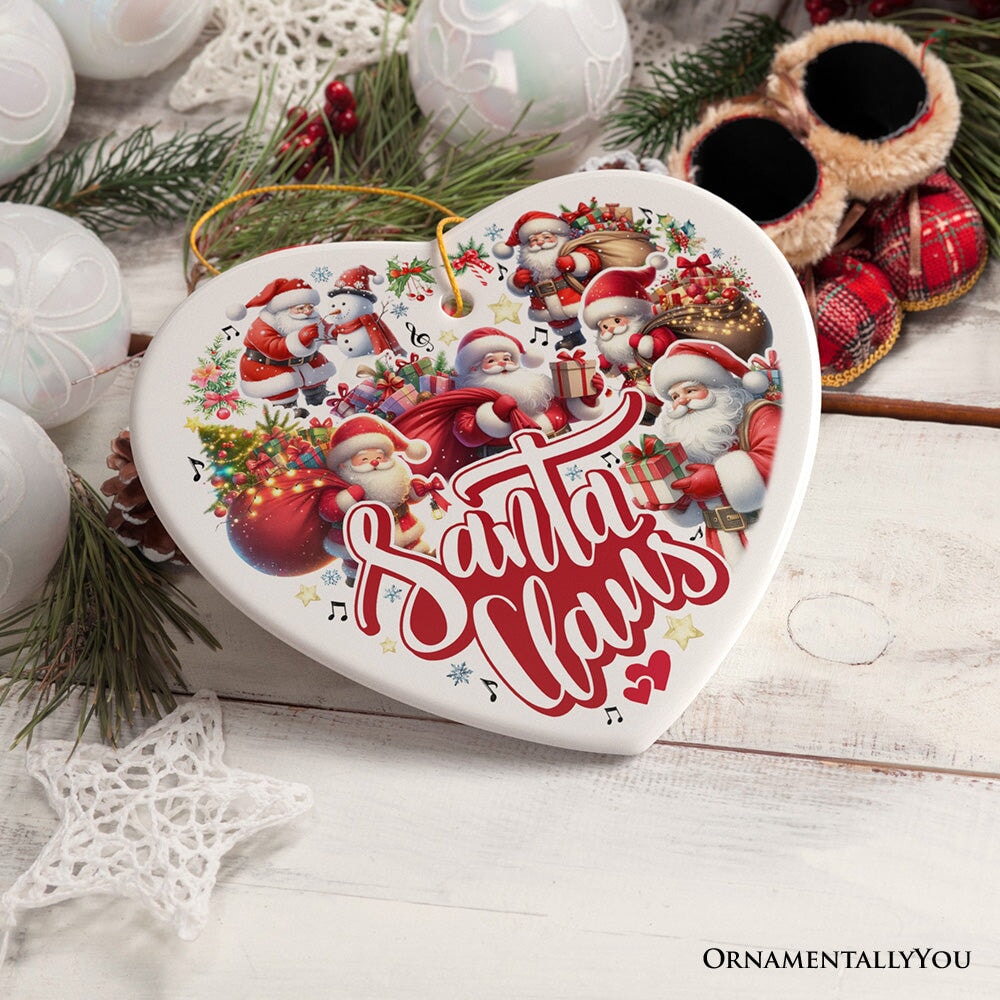 A Celebration of Santa Claus Handcrafted Christmas Ornament Ceramic Ornament OrnamentallyYou 