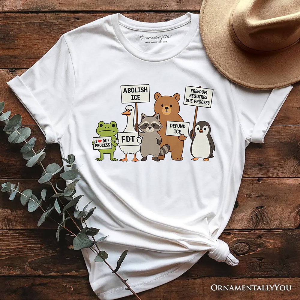 Abolish ICE Animals Protest T-Shirt, Cute Activist Tee OrnamentallyYou White XS 