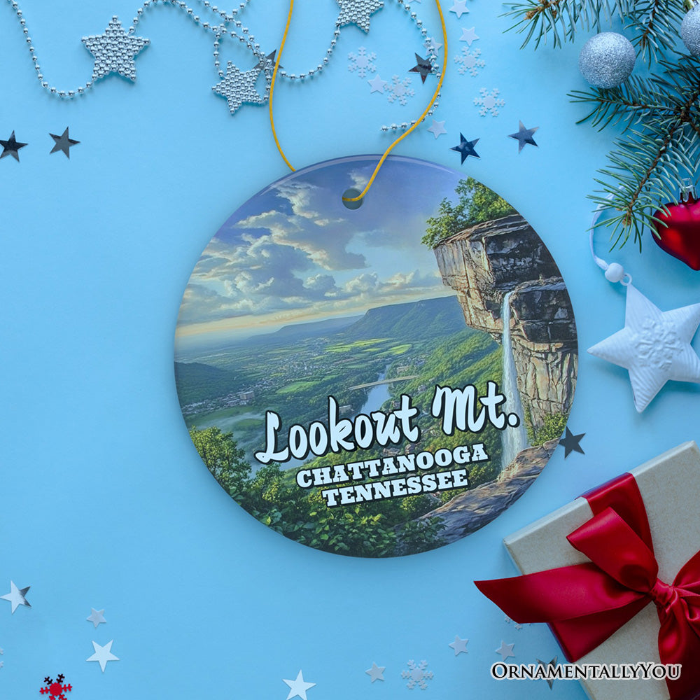 Adventurous Chattanooga Mountain Town Ornament, Tennessee Lookout Point Christmas Gift and Scenic Outdoor Souvenir