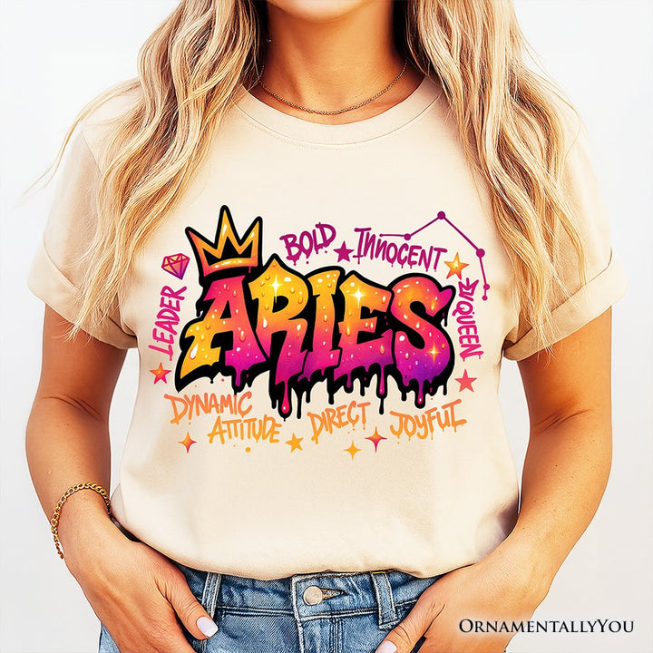 Aries Graffiti Zodiac T-Shirt, Street Style Astrology Horoscope Tee T-Shirts OrnamentallyYou 