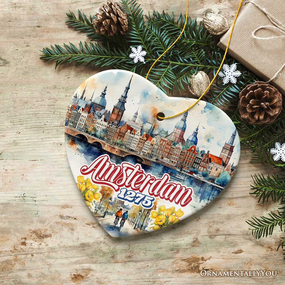 Artistic Amsterdam Landmarks and Heritage Christmas Ornament, Cultural Netherlands Gift and Keepsake Ceramic Ornament OrnamentallyYou 