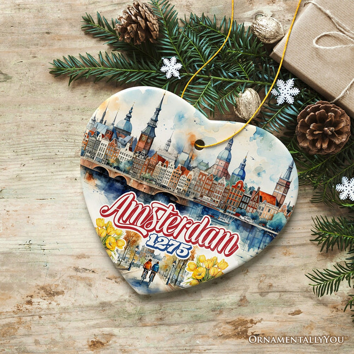 Artistic Amsterdam Landmarks and Heritage Christmas Ornament, Cultural Netherlands Gift and Keepsake Ceramic Ornament OrnamentallyYou 