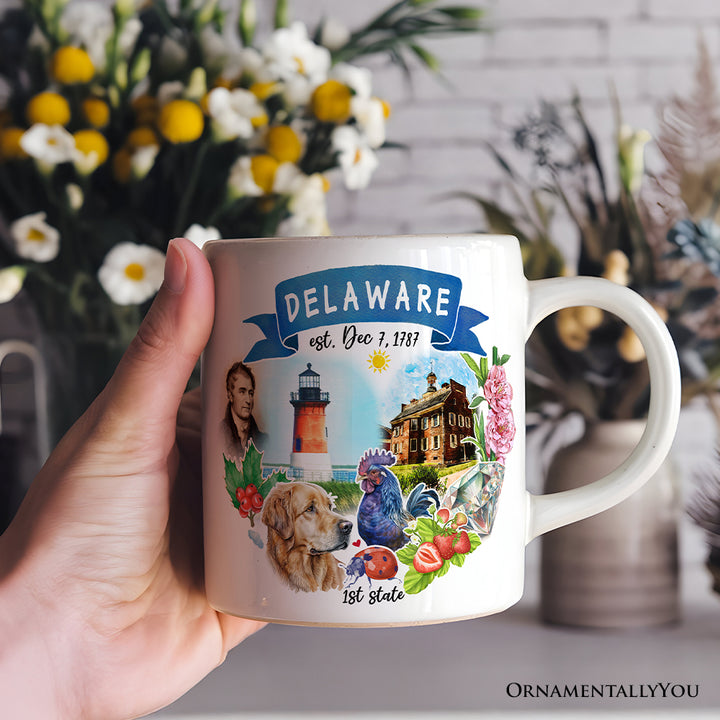 Artistic Delaware State Themes and Landmarks Personalized Mug With Custom Name