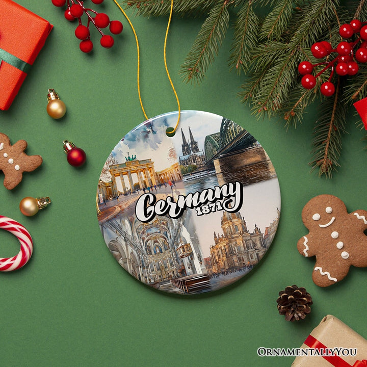 Artistic Germany Landmarks Ornament, Bavarian Heritage and Culture Christmas Gift and Travel Souvenir Ceramic Ornament OrnamentallyYou Circle Version 2 