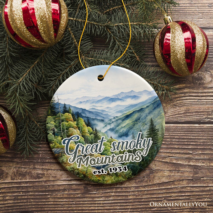 Artistic Great Smoky Mountains Ornament, Ceramic Tennessee Travel Souvenir and Gift Ceramic Ornament OrnamentallyYou 