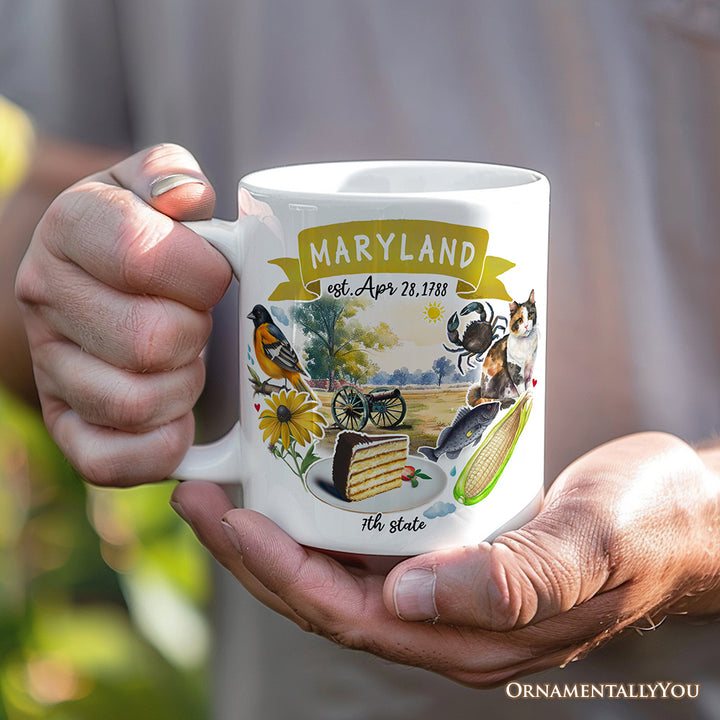 Artistic Maryland State Themes and Landmarks Personalized Mug With Custom Name