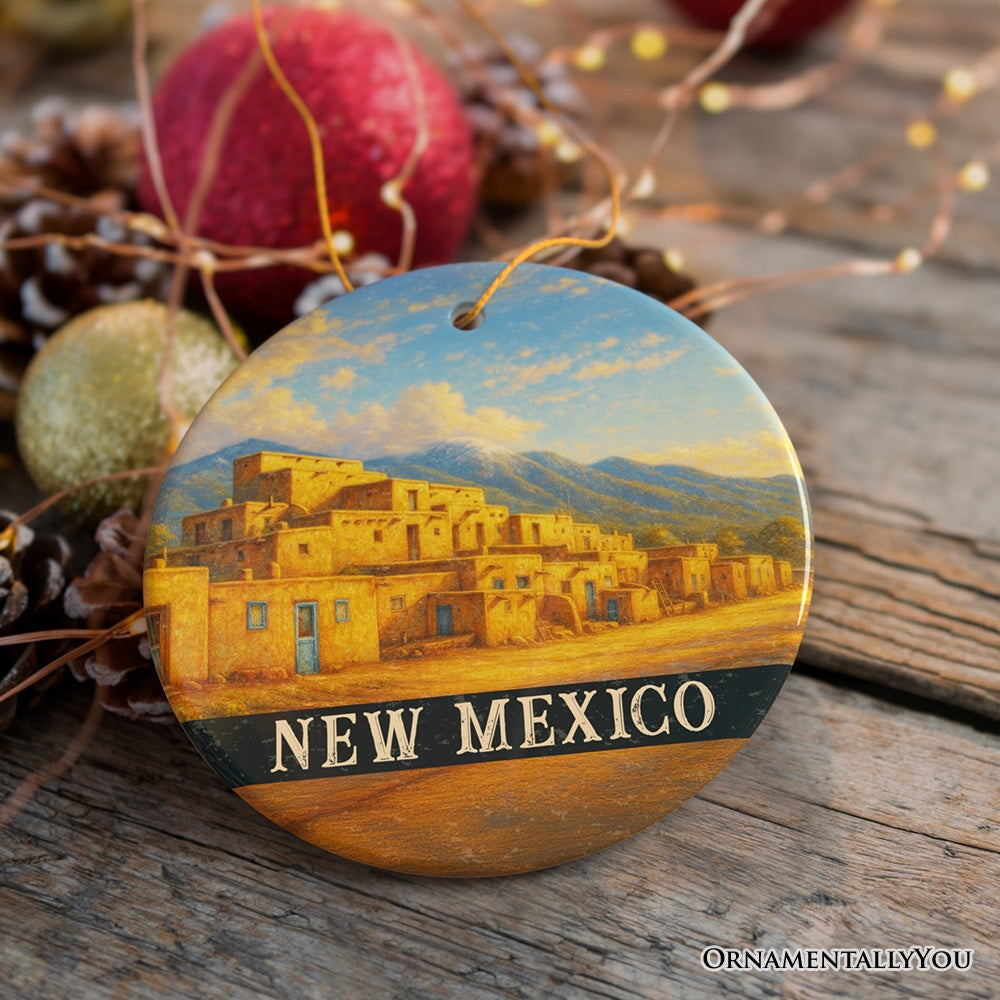 Artistic New Mexico Taos Pueblo Ornament, Native American Heritage Christmas Gift and Southwestern Cultural Souvenir Ceramic Ornament OrnamentallyYou 