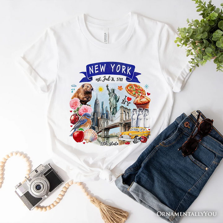 Artistic New York State Themes and Landmarks T-Shirt, Tee for History and Travel Lovers